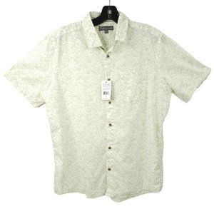 Ike By Ike Behar Button Front Shirt M Short Sleeve Pistachio Goldfish Print NEW